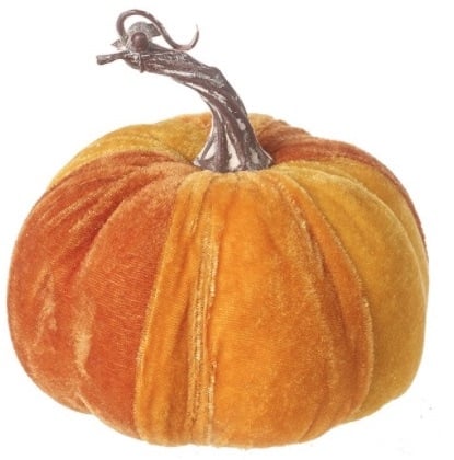 Velvet Pumpkin Decoration | Medium Orange Pumpkin