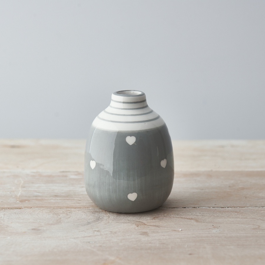 Grey Heart Vase