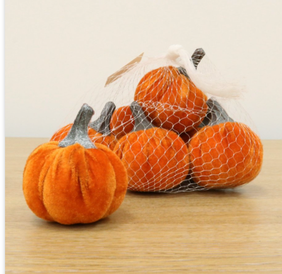 Pumpkin Decorations | Orange Velvet | Small