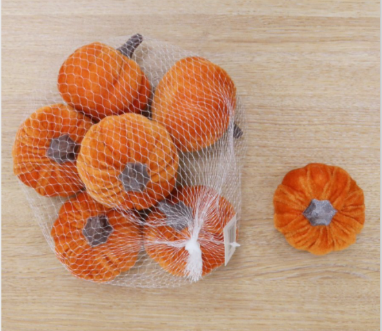 Pumpkin Decorations | Orange Velvet | Medium