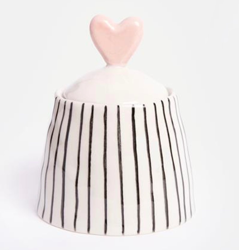 Pink & White Stripe Ceramic Jar Trinket  | Caroline Gardner