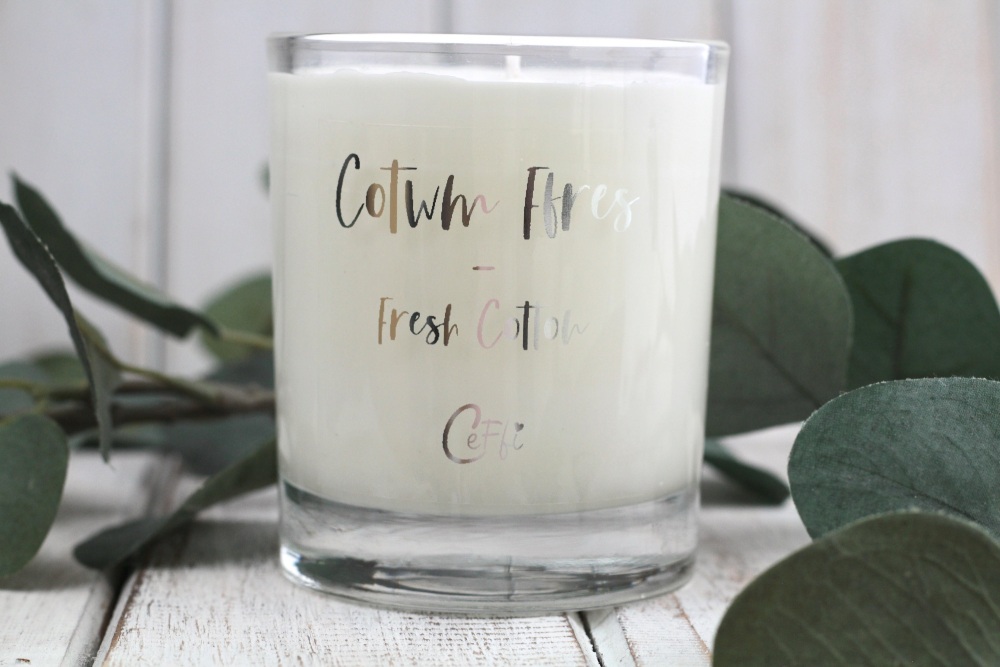 Cannwyll Cotwm Ffres | Cotwm Ffres Candle | Natural Plant Wax Large Candle
