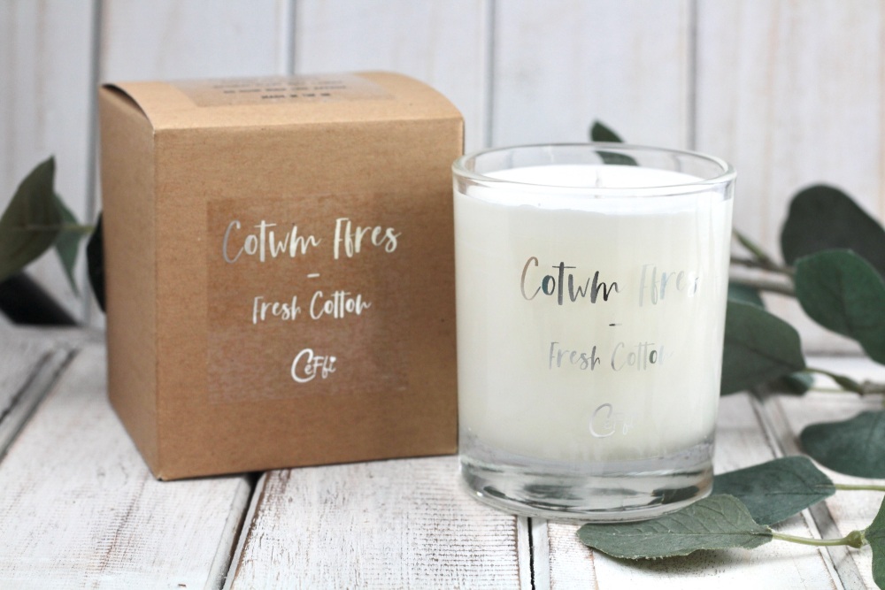 Cannwyll Cotwm Ffres | Cotwm Ffres Candle | Natural Plant Wax Large Candle