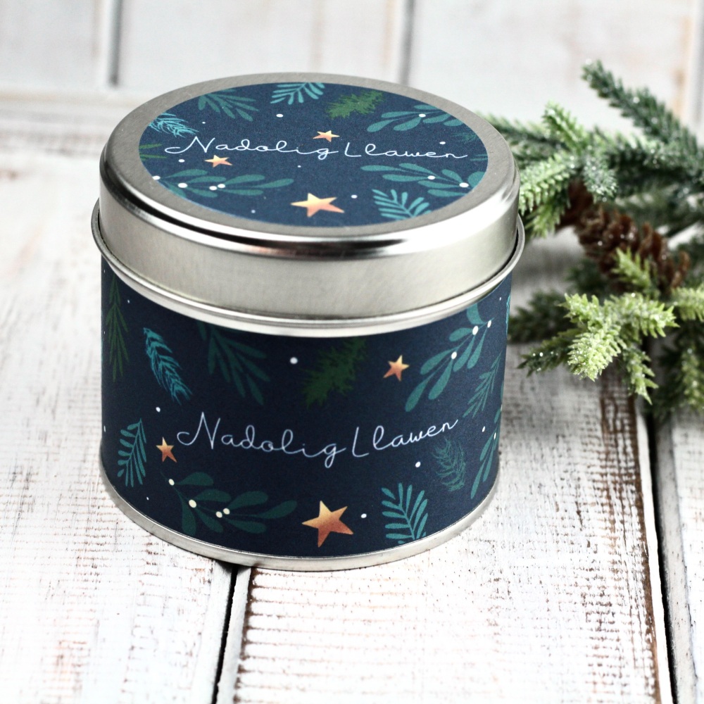 Cannwyll Nadolig Llawen | Nadolig Llawen Tin Candle