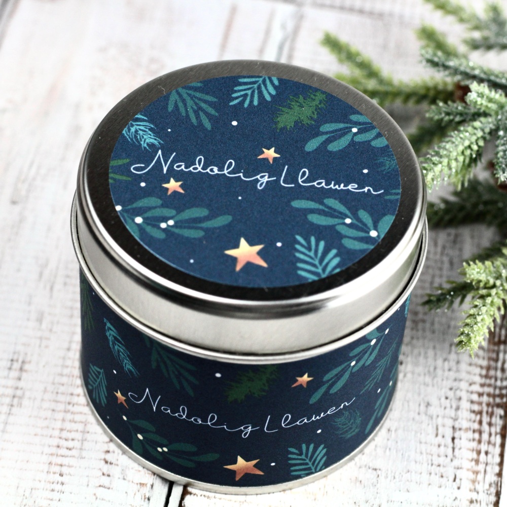 Cannwyll Nadolig Llawen | Nadolig Llawen Tin Candle