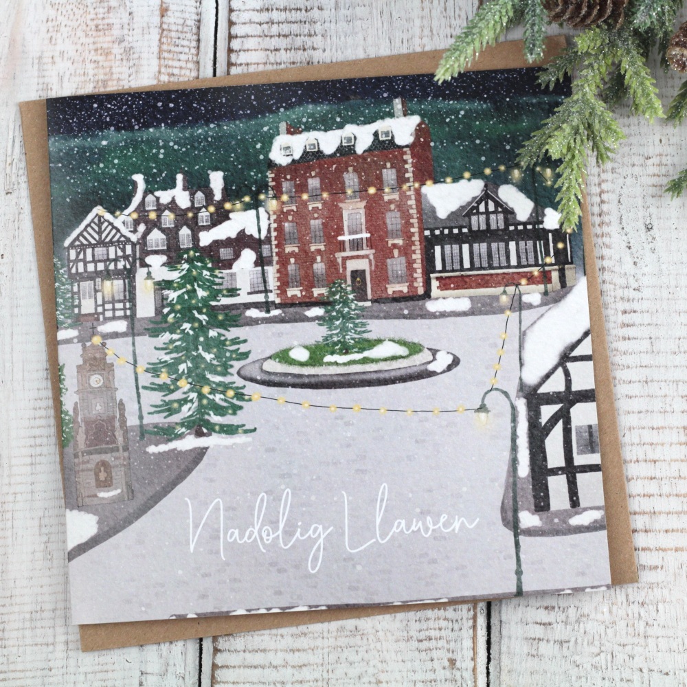 Cerdyn Nadolig Llawen Rhuthun | Welsh Merry Christmas Ruthin Card
