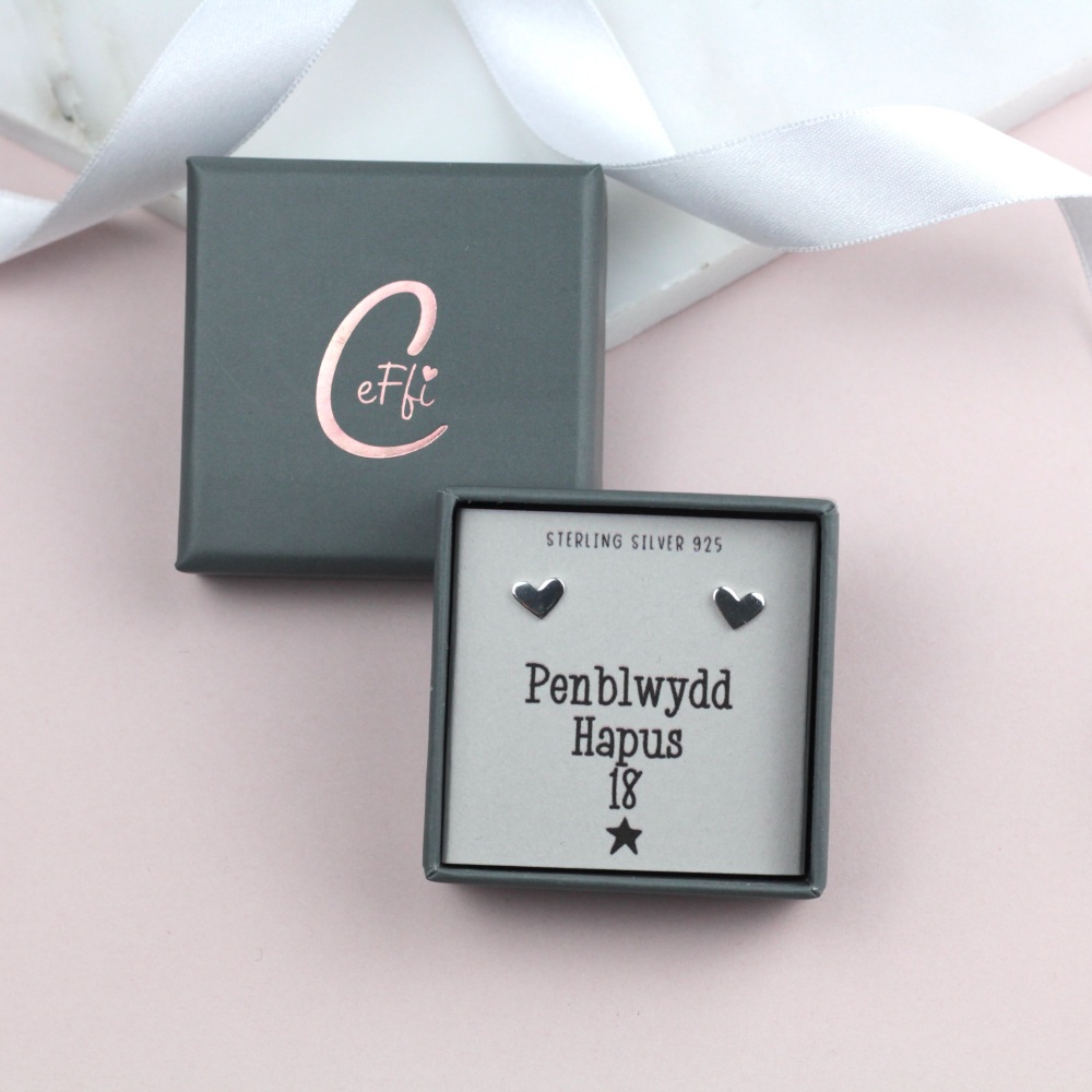 Clustlysau Penblwydd Hapus 18 Arian | Penblwydd Hapus 18 Sterling Silver 925 Boxed Earrings | CeFfi Jewellery - Various Choice