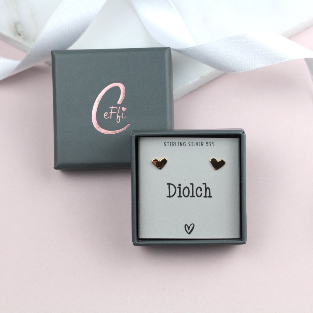 Clustlysau Diolch Arian | Diolch Sterling Silver 925 Boxed Earrings | CeFfi Jewellery - Various Choice
