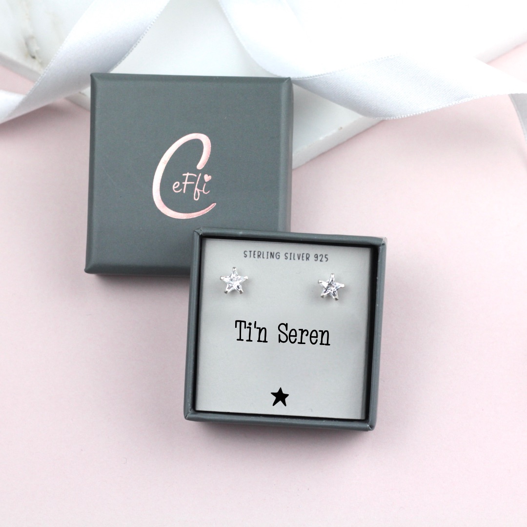 Clustlysau Ti'n Seren Arian | Ti'n Seren Sterling Silver 925 Boxed Earrings | CeFfi Jewellery - Various Choice