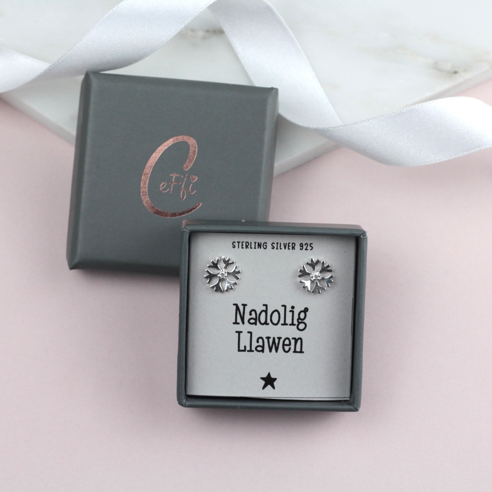 Clustlysau Nadolig Llawen Arian | Nadolig Llawen Sterling Silver 925 Boxed Earrings | CeFfi Jewellery - Various Choice