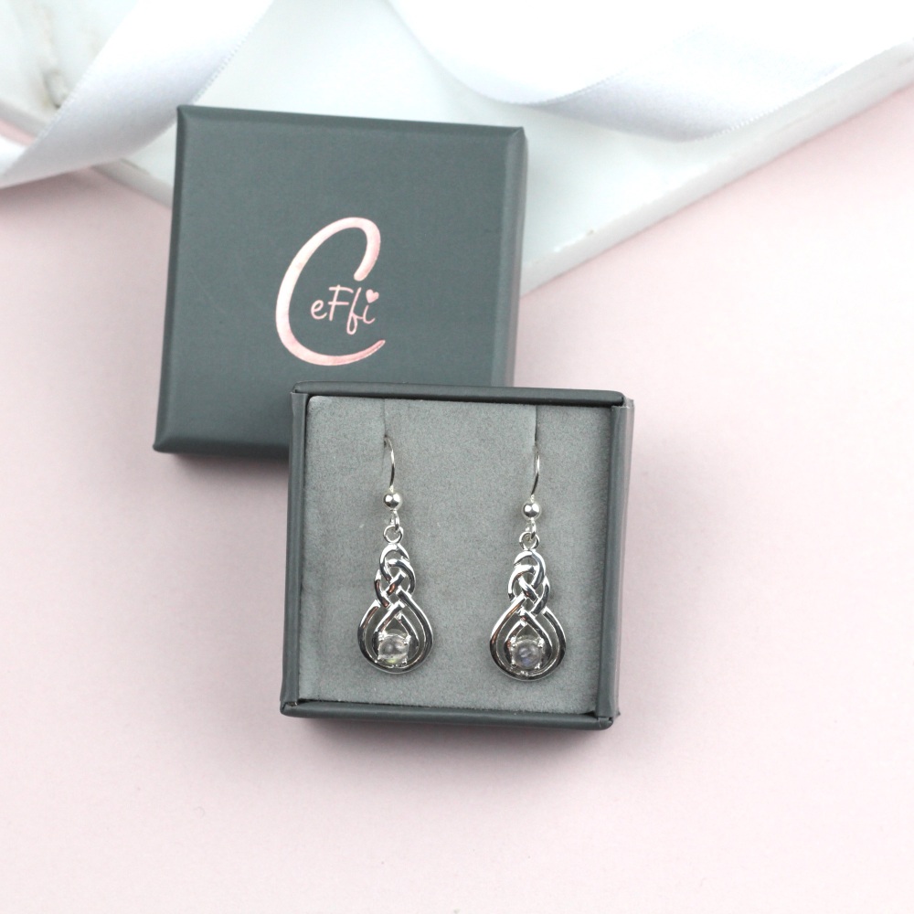 Celtic Labradorite Sterling Silver 925 Dangle Earrings