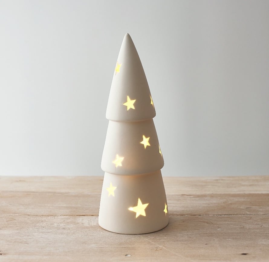 Ceramic Tree Cut Out Stars LED Decoration