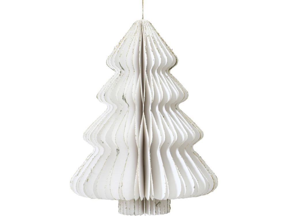 White and Glitter Hanging Tree Paper Decoration Medium