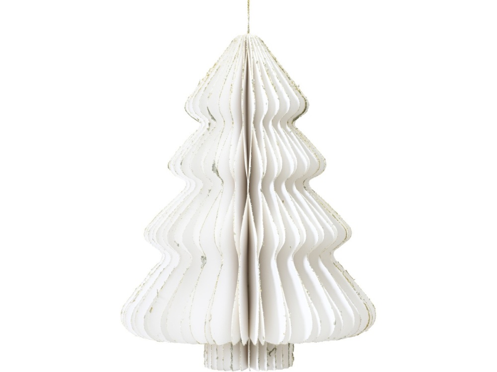 White and Glitter Hanging Tree Paper Decoration Large