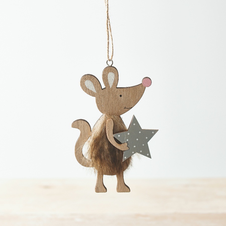 Wooden Mouse Hanging Wooden Decoration