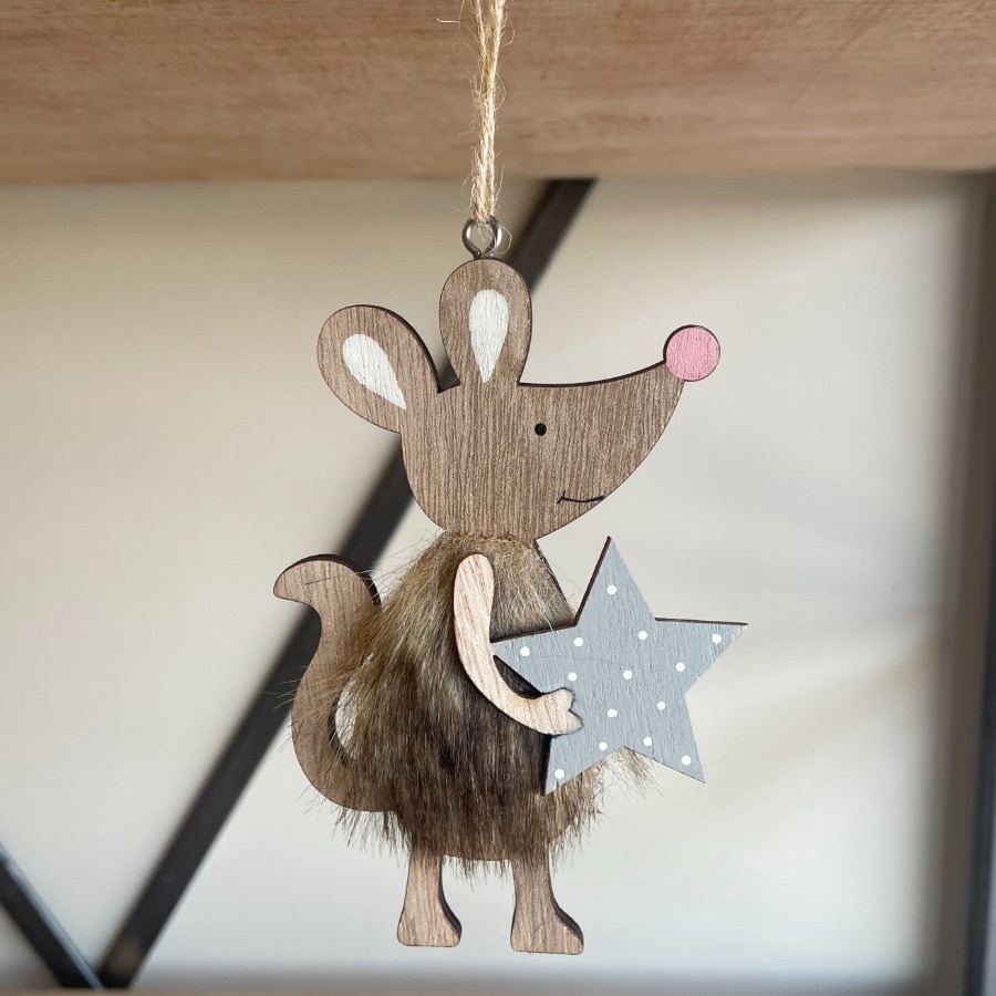 Wooden Mouse Hanging Wooden Decoration