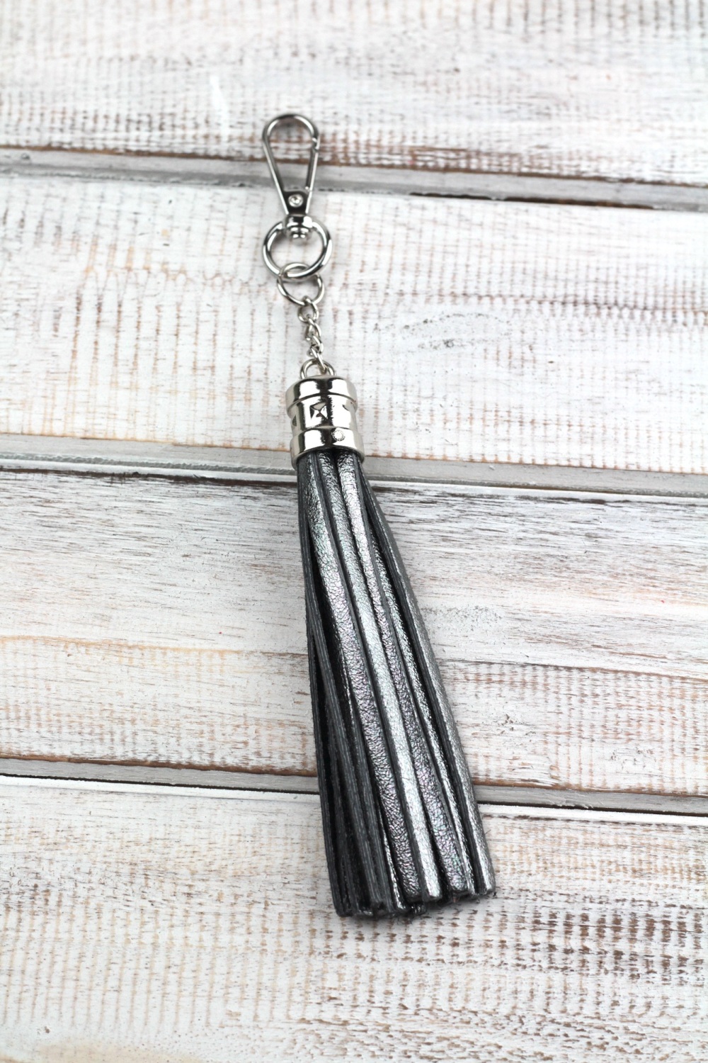 Silver/Pewter Leather Tassel Keyring/Bag Charm