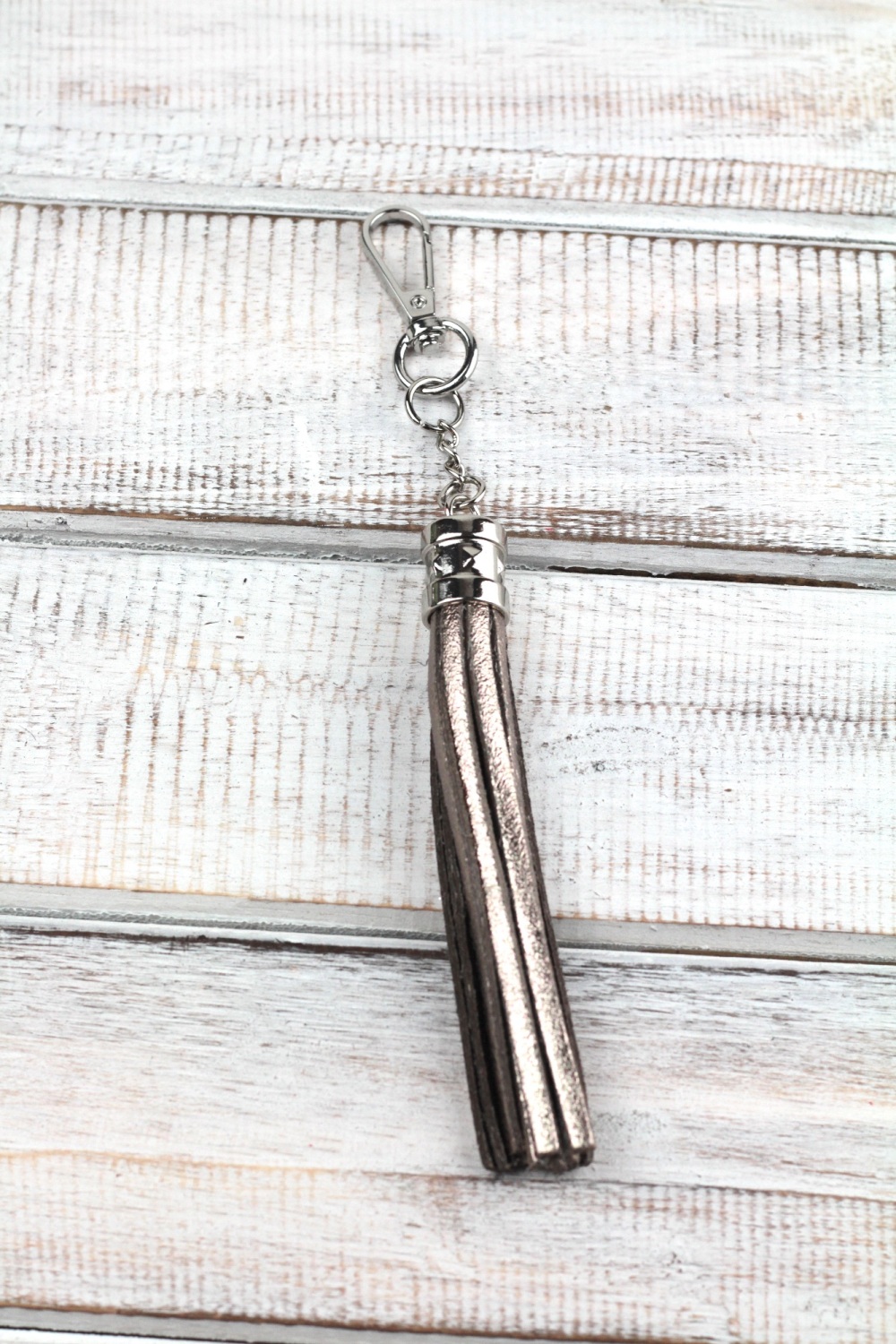 Bronze/Gold Leather Tassel Keyring/Bag Charm