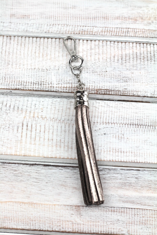 Bronze/Gold Leather Tassel Keyring/Bag Charm