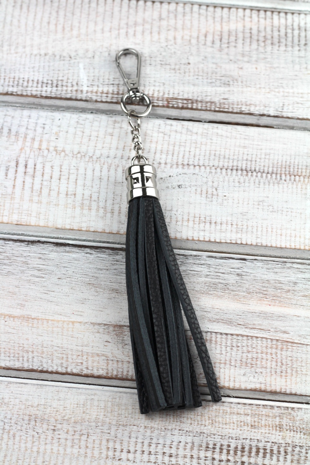 Black Leather Tassel Keyring/Bag Charm