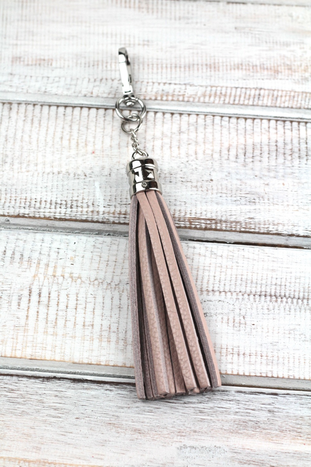 Blush Leather Tassel Keyring/Bag Charm