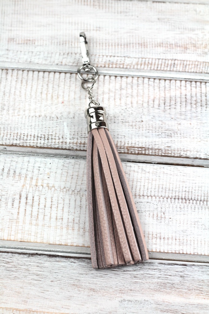 Blush Leather Tassel Keyring/Bag Charm