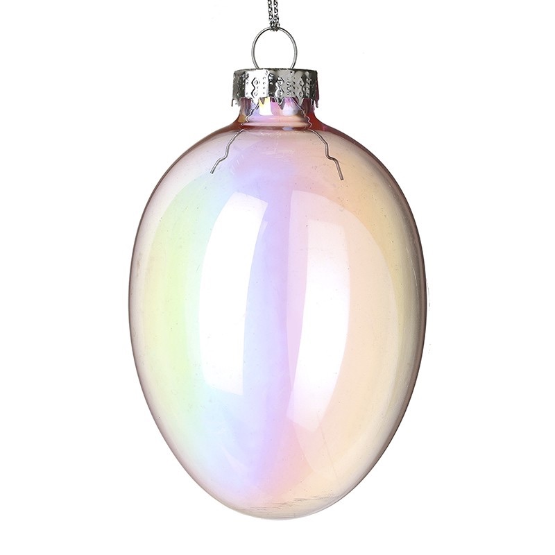Iridescent Glass Hanging Egg Decoration