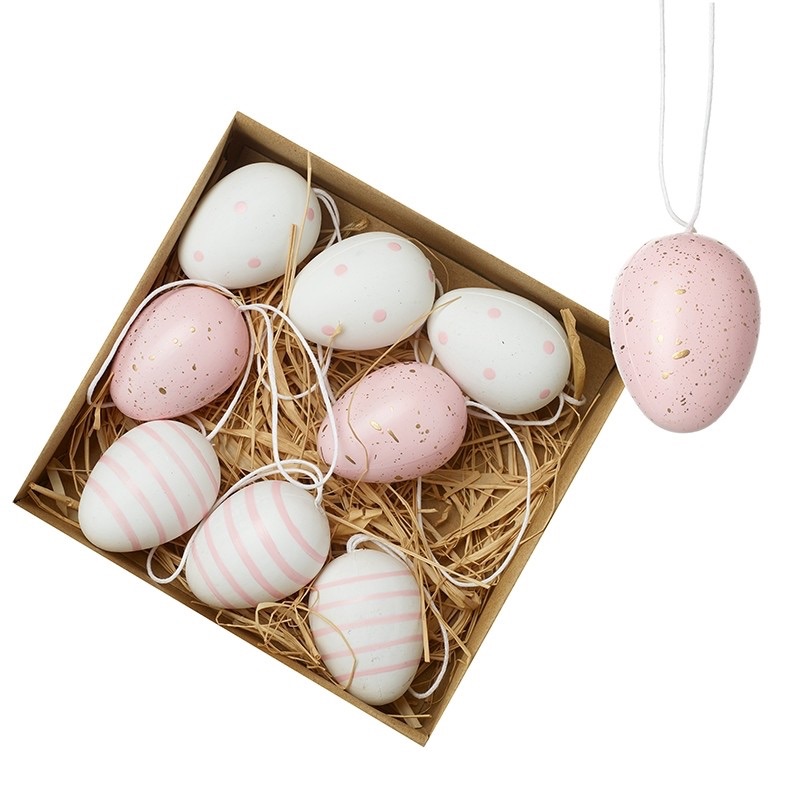 Pink & White Hanging Easter Egg Decorations