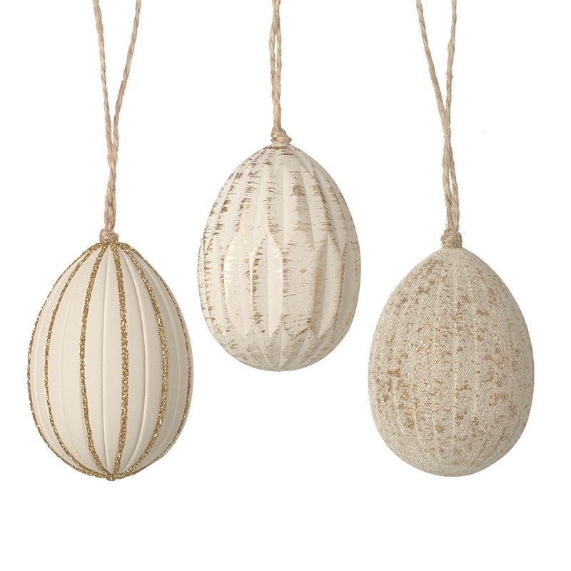 White & Gold Hanging Easter Egg Decorations