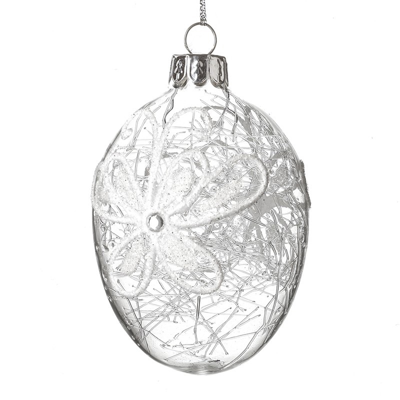 Spun Glass Hanging Egg Decoration