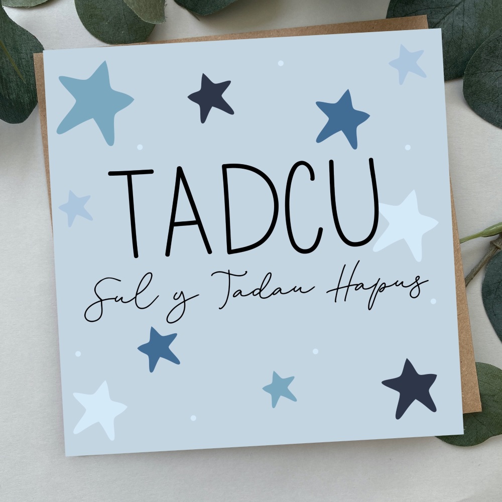 Cerdyn Sul y Tadau Hapus Tadcu Serennog | Welsh Happy Father's Day Grandad Card Bold Stars