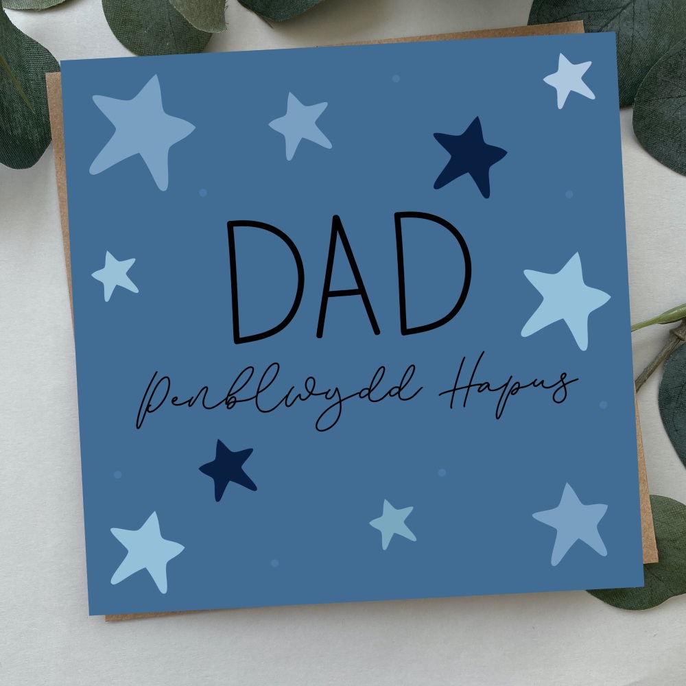 Cerdyn Penblwydd Hapus Dad Serennog | Welsh Happy Birthday Dad Card Bold Stars