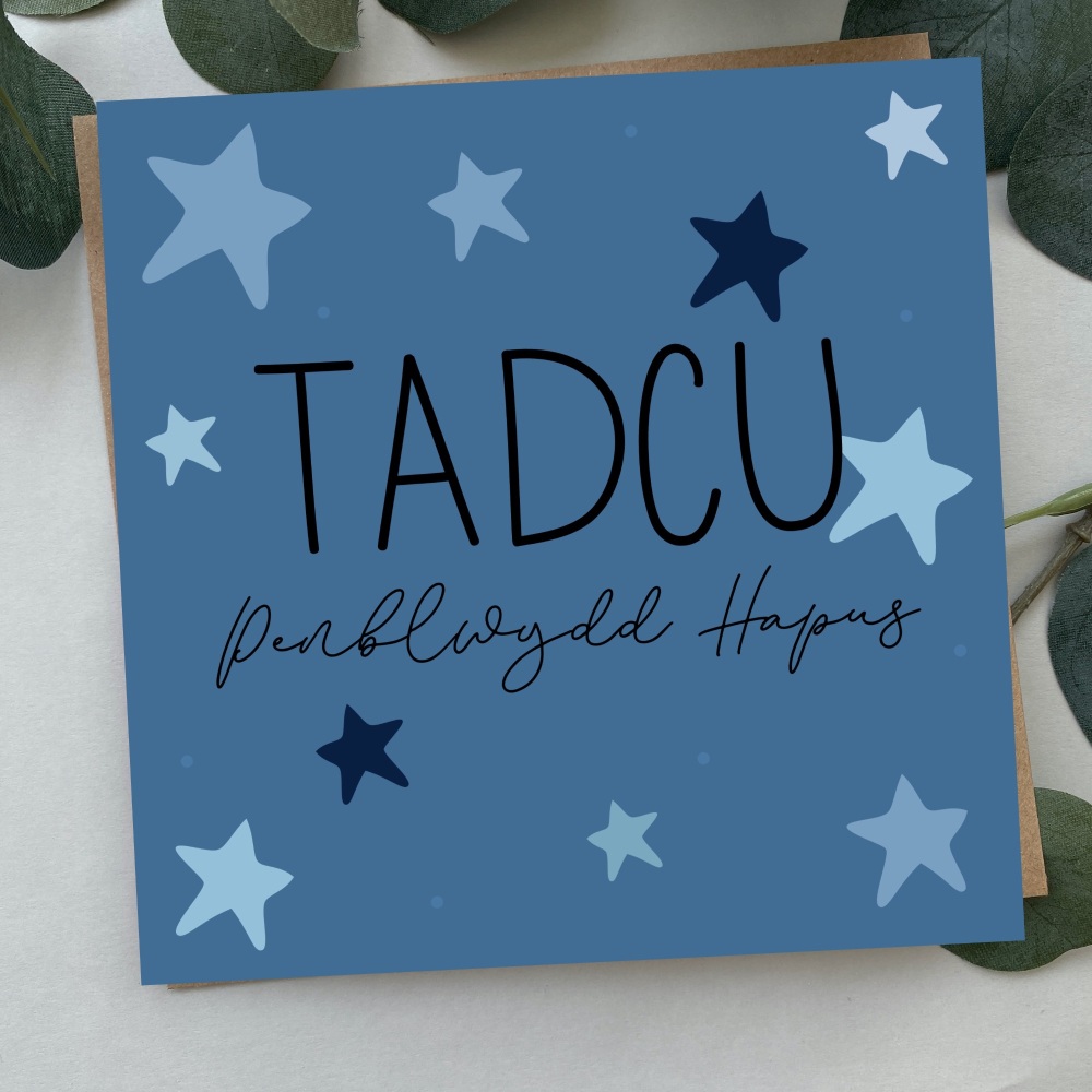 Cerdyn Penblwydd Hapus Tadcu Serennog | Welsh Happy Birthday Grandad Card Bold Stars