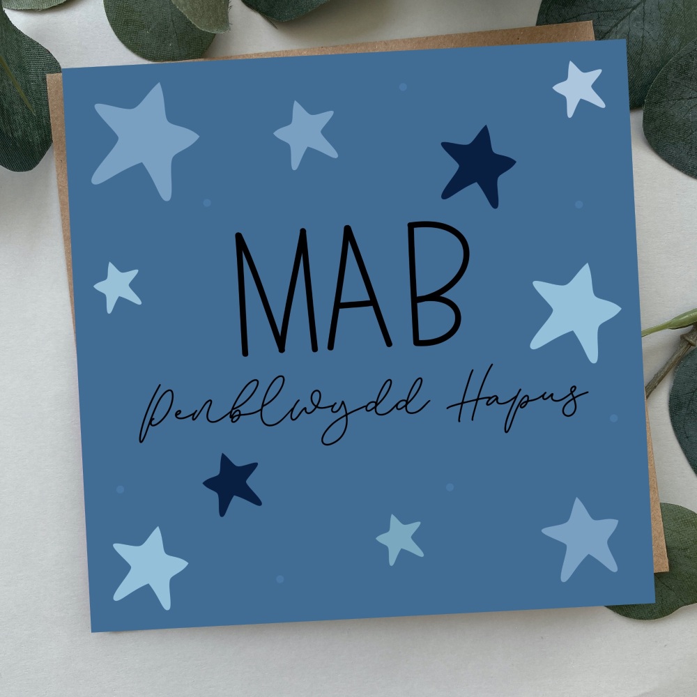 Cerdyn Penblwydd Hapus Mab Serennog | Welsh Happy Birthday Son Card Bold Stars