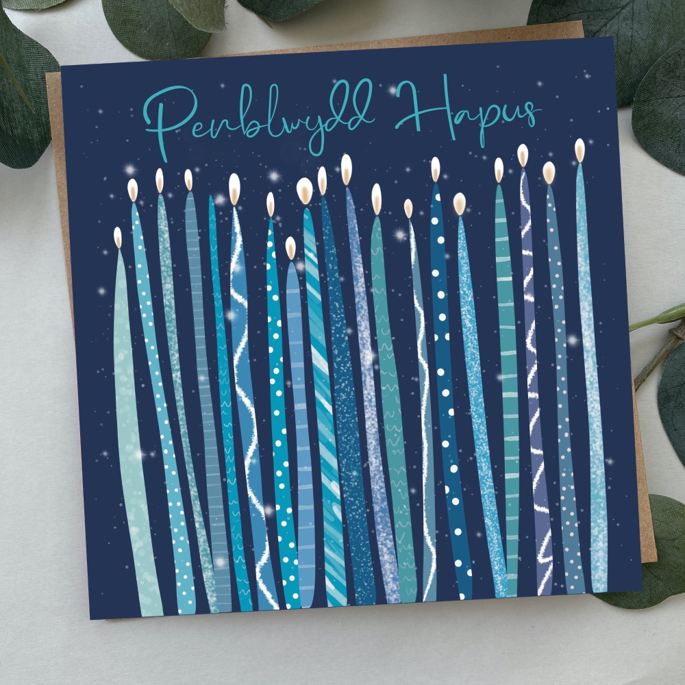 Cerdyn Penblwydd Hapus | Welsh Happy Birthday Card Candles