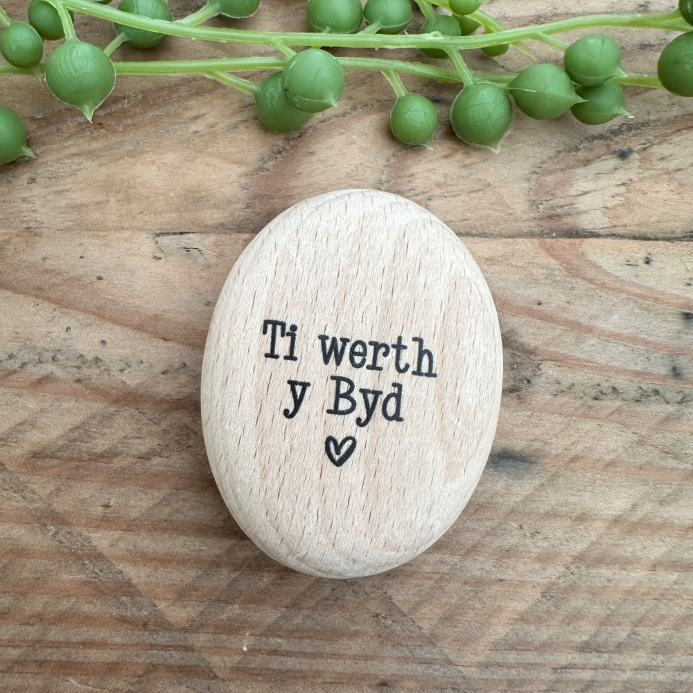 Tocyn Pren Ti werth y Byd | Welsh Wooden You mean the World to me Token Gift