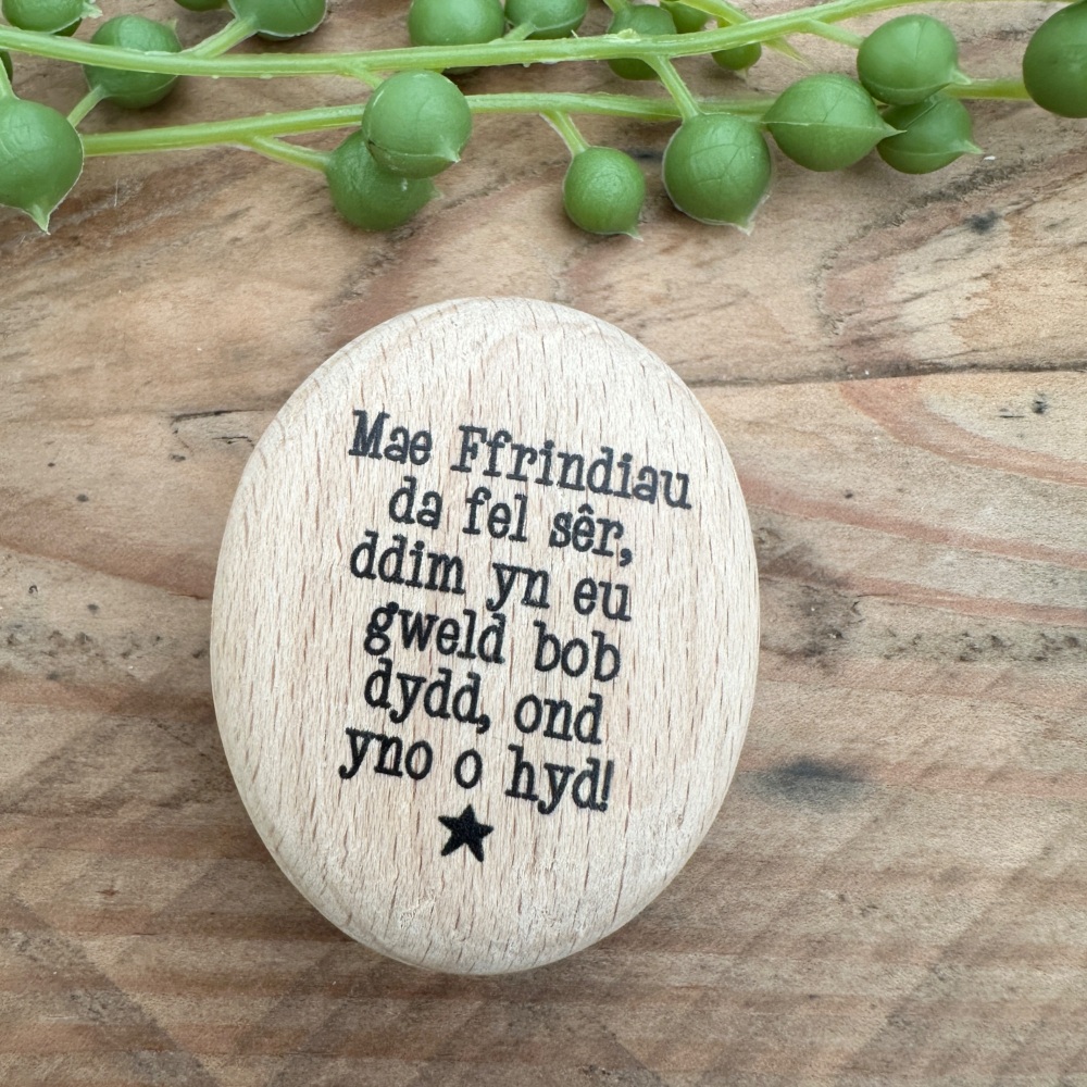 Tocyn Pren Mae Ffrindiau da fel Sêr | Wooden Friends are like stars Token Gift