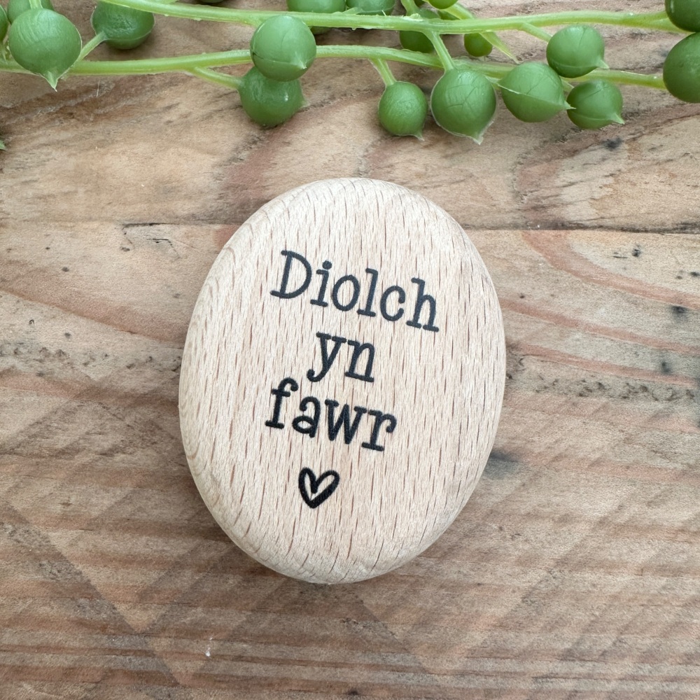 Tocyn Pren Diolch yn fawr | Wooden Thank You Token Gift