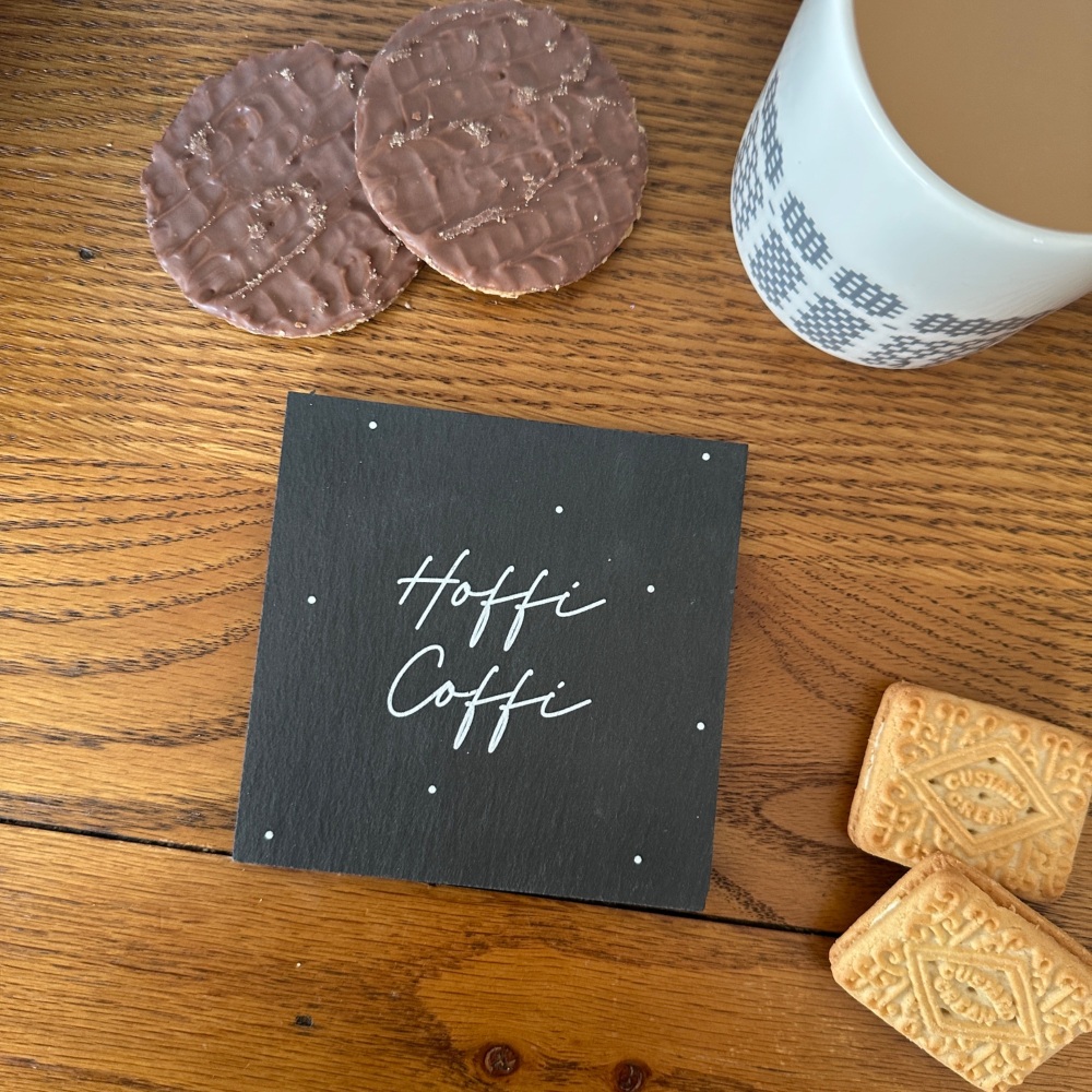 Mat Diod Hoffi Coffi Llechen | Welsh Love Coffee Slate Coaster