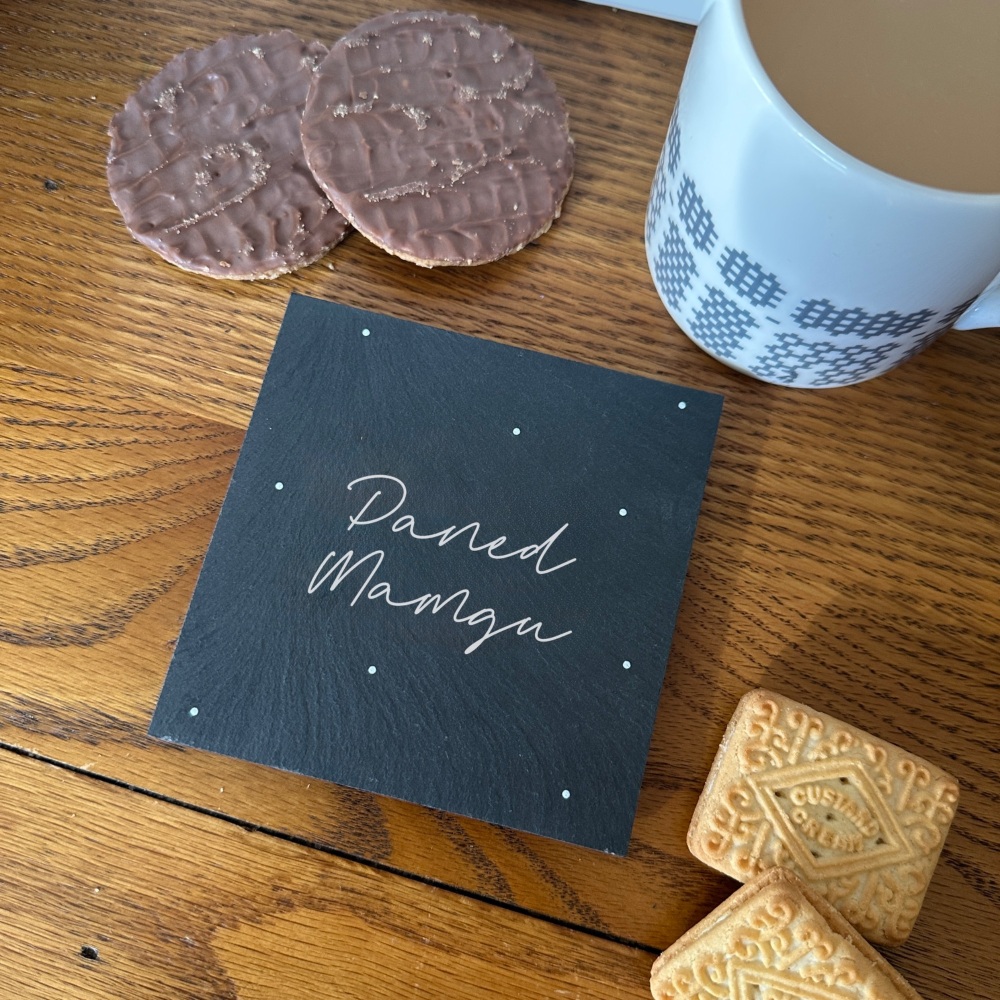 Mat Diod Paned Mamgu Llechen | Welsh Nan's Cuppa Slate Coaster