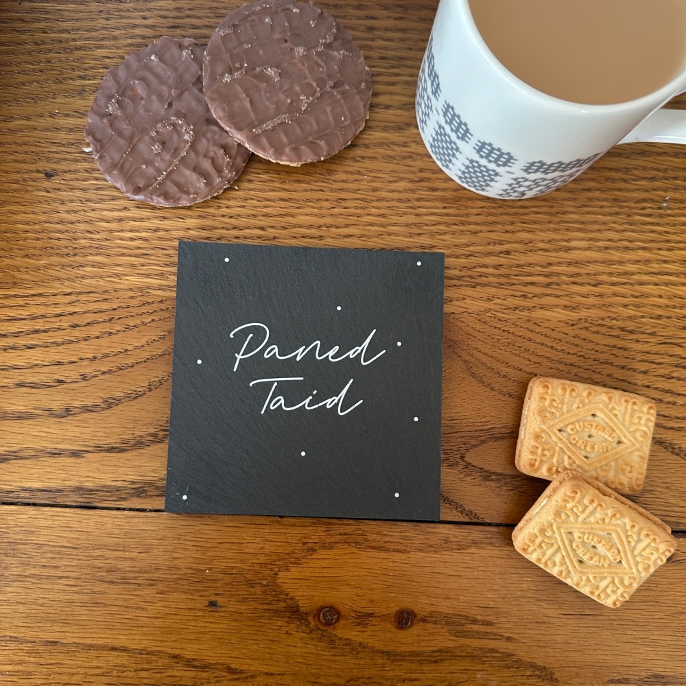 Mat Diod Paned Taid Llechen | Welsh Grandad's Cuppa Slate Coaster