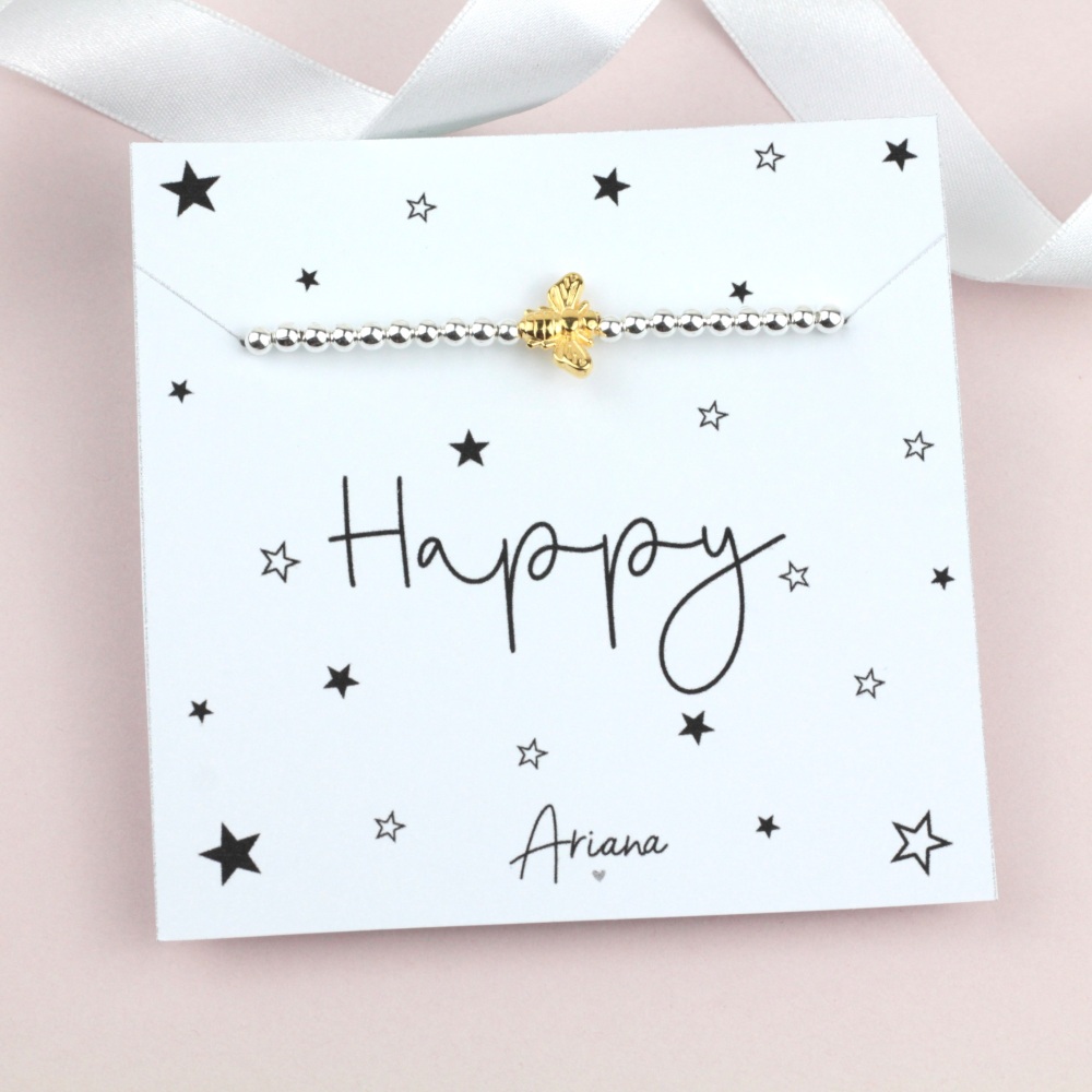 Happy Gold Bee Stretch Bracelet | Ariana Jewellery