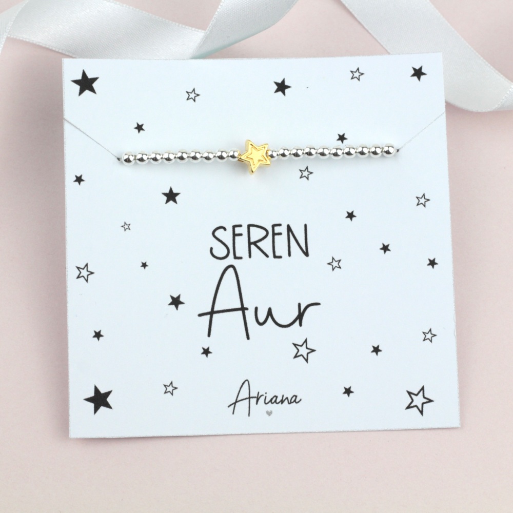 Breichled Seren Aur | Welsh Gold Star Stretch Bracelet | Ariana Jewellery | Various Choice