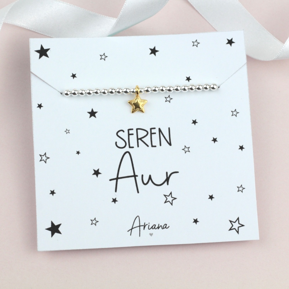 Breichled Seren Aur | Welsh Gold Star Stretch Bracelet | Ariana Jewellery | Various Choice
