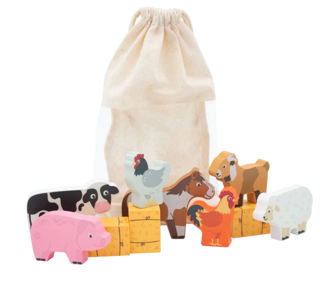 Bag of Wooden Farm Animals Toy | Wooden Toy