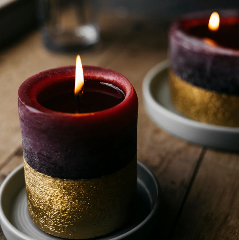 Figgy Pudding Half Dipped Pillar Candle | St Eval