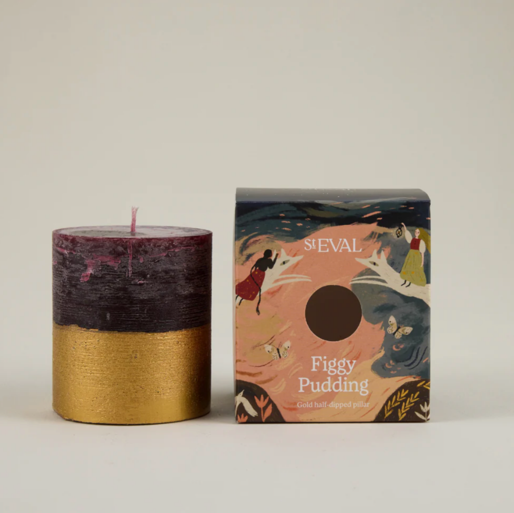 Figgy Pudding Half Dipped Pillar Candle | St Eval