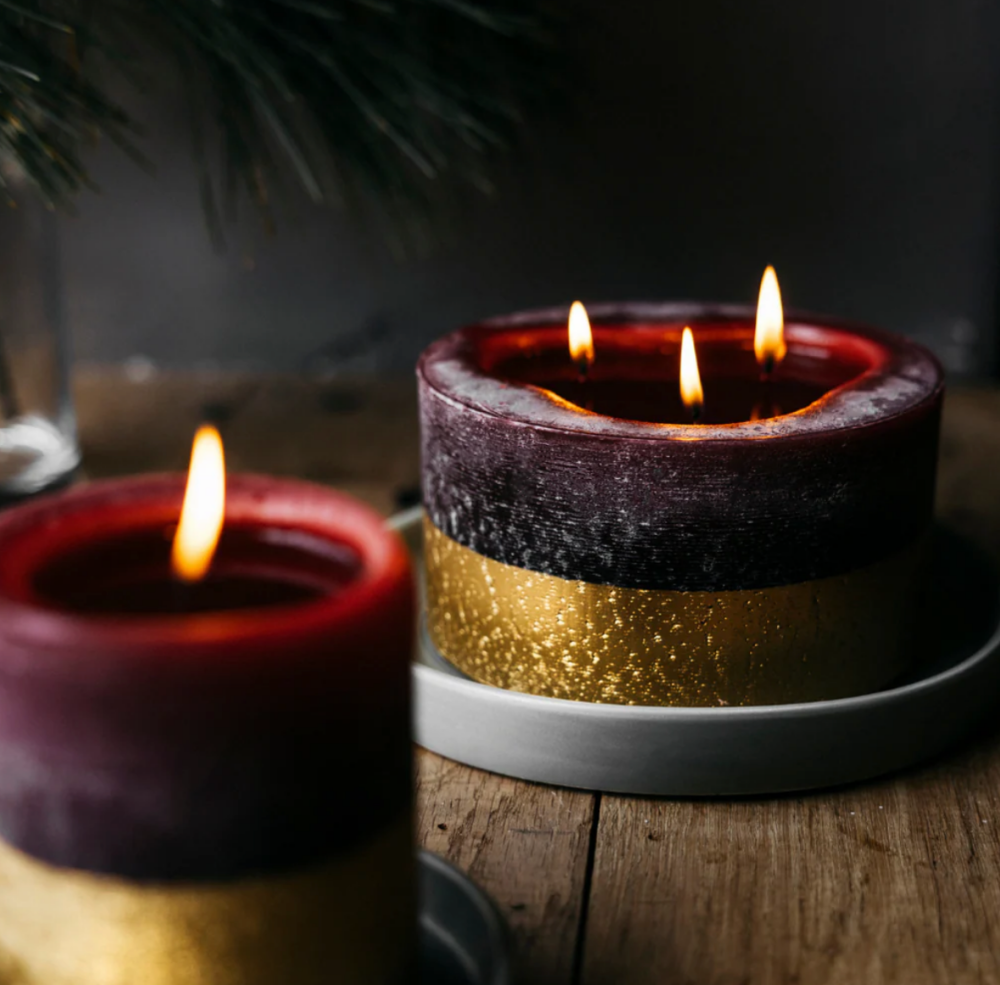 Figgy Pudding Half Dipped Three Wick Pillar Candle | St Eval
