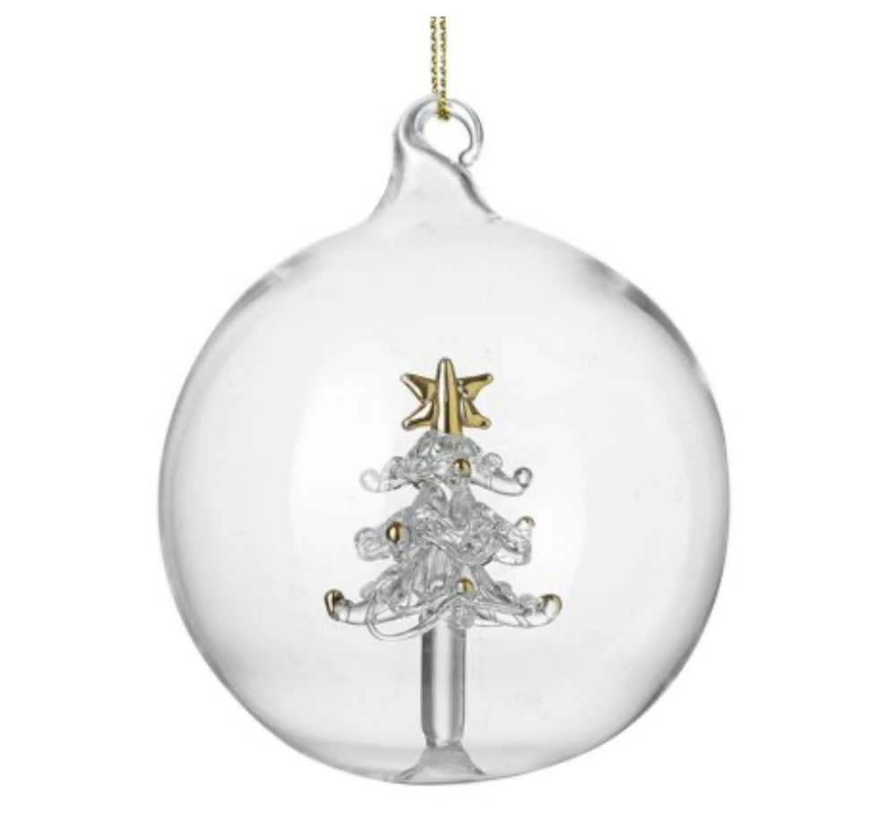 Gold Star Glass Tree in a Glass Bauble Decoration