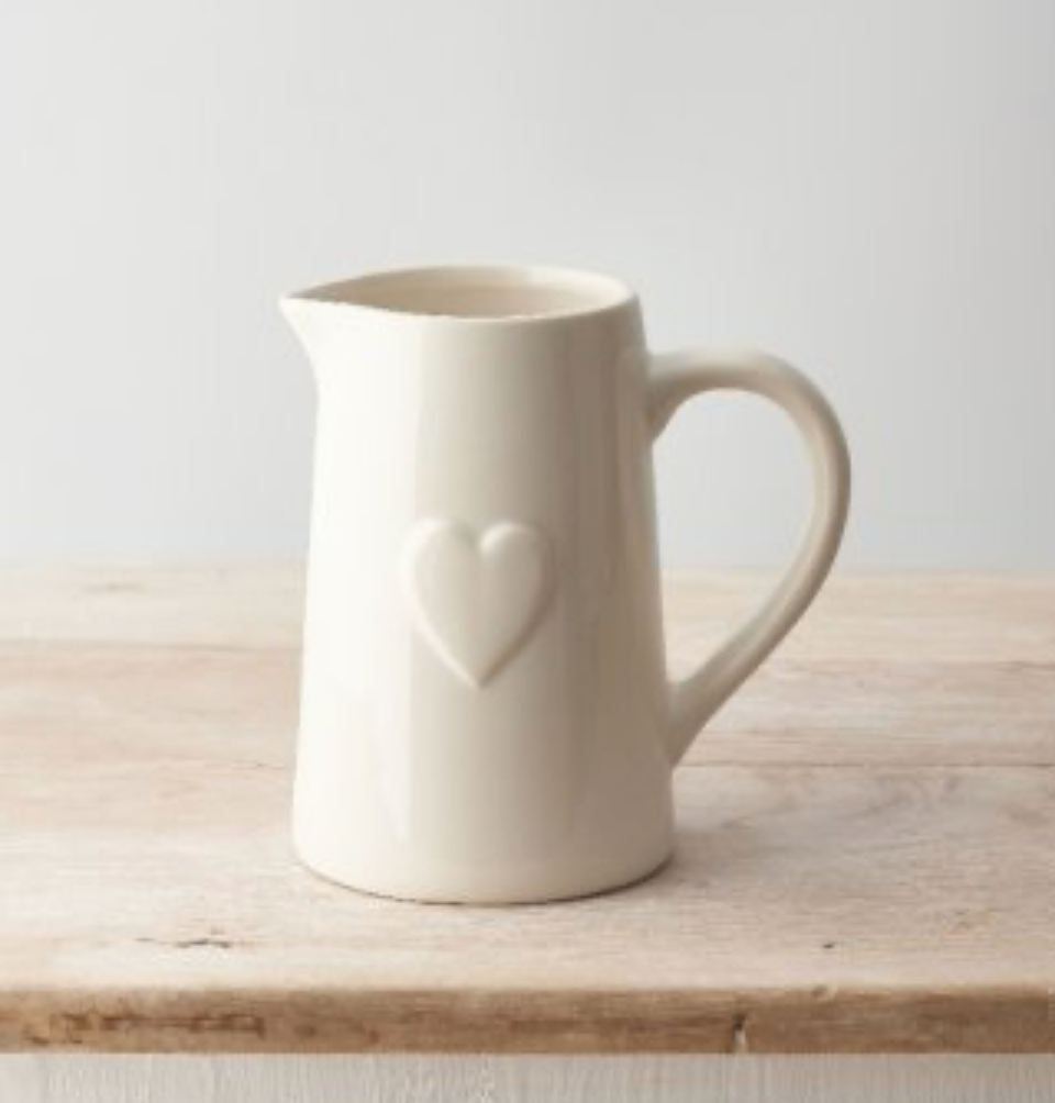 White Ceramic Heart Jug Large